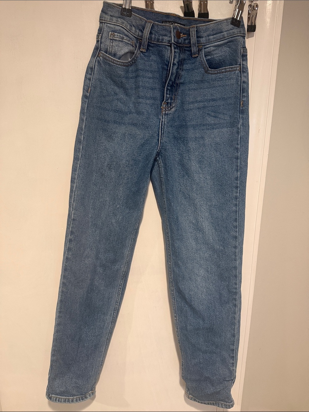 Fashion Nova High-Rise Straight Leg Jeans - Blue Wash